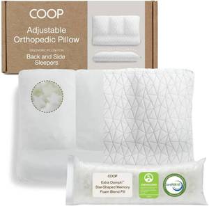lot 8616 image: $119 Coop Home Goods Adjustable Orthopedic Pillow Queen, Memory Foam