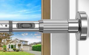 lot 8625 image: Silver Tension Curtain Rod 41-166In (4-14Ft), No-Drill, 1.26in Dia