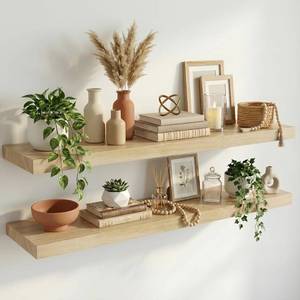 lot 8633 image: $109 IAE Floating Wall Shelves 55 in Set of 2 Natural