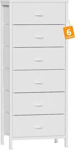 lot 8637 image: $50 Furnulem Tall Dresser, Vertical Storage with 6 Fabric Drawers