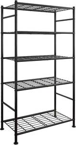 lot 8640 image: Sakugi 5-Tier Storage Shelves, Heavy-Duty Shelving Unit, Black