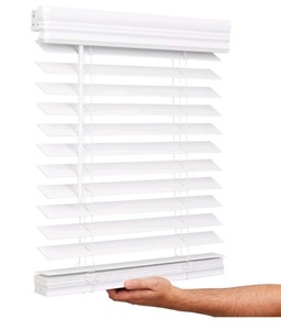 lot 8647 image: Lotus & Windoware 2 Cordless Faux Wood Blind 27x60 White