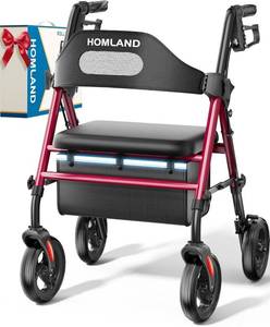 lot 8648 image: $80 HOMLAND Foldable Rollator Walker with Seat, 16 Seat, 350 lb