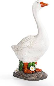 lot 8650 image: $70 GIGALUMI 19 Large Porch Goose Statue, Durable Resin Garden Decor