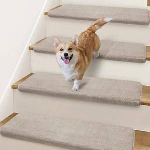 lot 8658 image: $107 Bullnose Non-Slip Stair Treads 9.5x32, 14 Pcs, Peel & Stick TPU