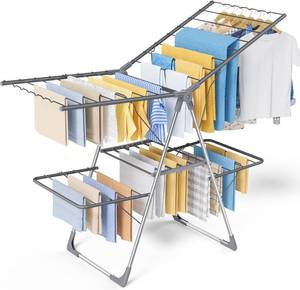 lot 8661 image: $58 Sakugi Foldable 2-Level Clothes Drying Rack with Wings