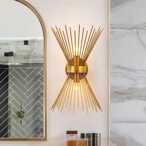 lot 8664 image: $82 EDISLIVE 2-Bulb Bathroom Vanity Light Starburst Wall Sconce Gold
