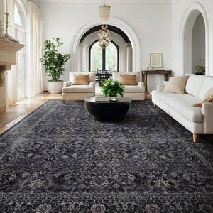 lot 8666 image: $260 10x14 Large Living Room Rug, Vintage Dark Area Rug, Non-Slip
