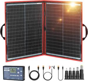 lot 8676 image: $69 DOKIO 100W Portable Foldable Solar Panel Kit with Controller, USB