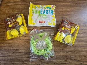 lot 8700 image: Organic Jellybeans, Chocolate Peep and Edible Grass