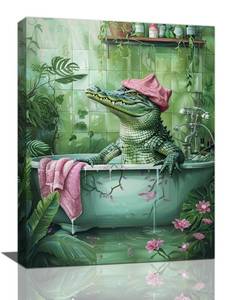 lot 100 image: Crocodile Bathroom Wall Art&nbsp