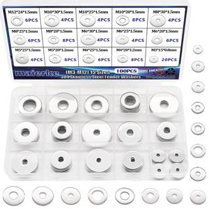 lot 123 image: 100PCS 18-8(304) Stainless Steel Fender Washers for Screws and Bolts