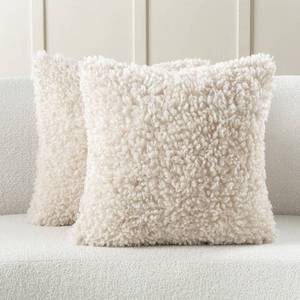 lot 134 image: Pack of 2 Decorative Throw Pillow Covers Beige