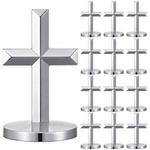 lot 155 image: 12 Pcs Baptism Mini Standing Crosses Metal