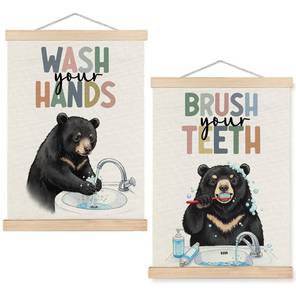 lot 175 image: Funny Black Bear Bathroom Wall Art
