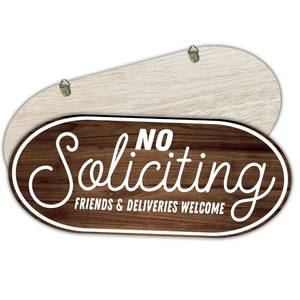 lot 213 image: No Soliciting Oval Wooden Hanging Sign&nbsp