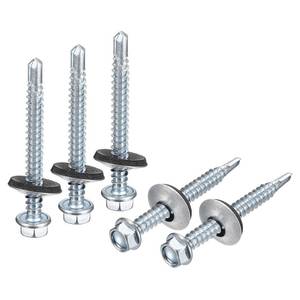 lot 238 image: l #12 x 2 Self Drilling Screws with Rubber Washer, 50pcs Zinc Plated Steel Roofing Screws Hex Head Self Tapping Screws with EPDM Washer for Metal to Metal