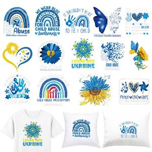 lot 284 image: &nbspDTF Transfers Ready to Press - 14 Sheets Child Abuse Awareness Iron on Patches&nbsp