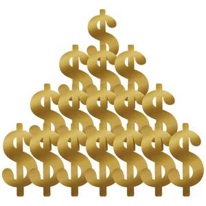 lot 287 image: 16 Pcs Dollar Themed Party Decorations Gold&nbsp