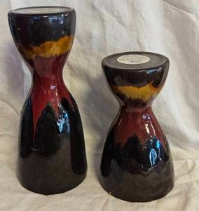 lot 318 image: Pier 1 Imports Candleholder Set 2-Piece Black Red Gold