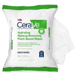 lot 5864 image: CeraVe Makeup Remover Wipes, Plant Based Face Wipes, Biodegradable in Compost, Waterless Face Wash, Travel Essentials for Women, Suitable for Sensitive Skin, Fragrance-free  Non-comedogenic, 25ct - Retail $12