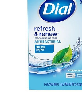 lot 5878 image: Dial Antibacterial Bar Soap  Refresh &amp Renew  Spring Water  4 oz  3 bars&nbsp