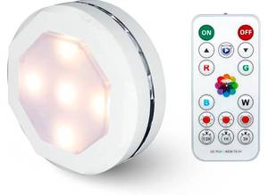 lot 5907 image: GANA Puck Lights with Remote, Closet Lights Wireless LED Color Changing, Battery Powered Operated, Timer Function - No Need to Connect Wires - 16 Colors and 4 Modes, Under Cabinet Lighting (3 Pack) - Retail $15