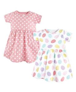lot 5925 image: Hudson Baby Infant and Toddler Girl Cotton Dresses  Easter Eggs  5 Toddler - Retail $29