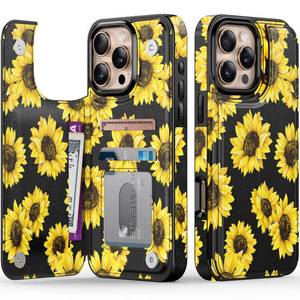 lot 5944 image: LETO for iPhone 16 Pro Wallet Case, Flip Folio Leather Kickstand - Retail $17