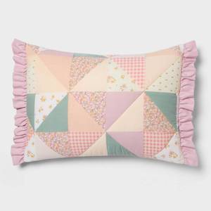lot 2004 image: Standard Patchwork Kids Pillow Quilt Sham - Pillowfort - Retail $12