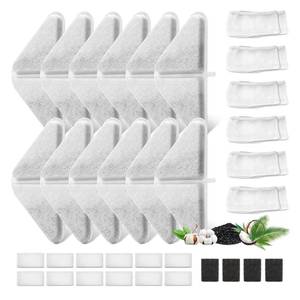 lot 2036 image: 12 Sets of Replacement Filters for 230oz7L Dog Water Fountain, GISOFIK Cat Water Fountain Filter, 5 Layers Filtration System Pet Fountain Filters Replacement (12 Filters12 Mesh Bag14 Sponge) - Retail $22