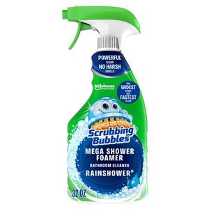 lot 2059 image: Scrubbing Bubbles Mega Bathroom Shower Cleaner Foam Disinfectant Spray - Rainshower - 32 fl oz Dye-Free, Multi-Surface, Countertops, Tub&nbsp