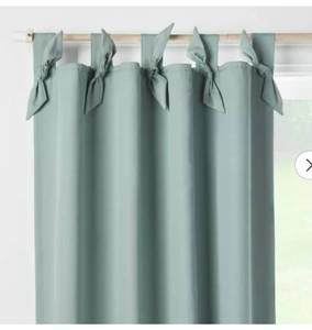 lot 2096 image: 42W x 84L Tie Top Embellished Kids Blackout Window Curtain Panel with Ties Green - Pillowfort