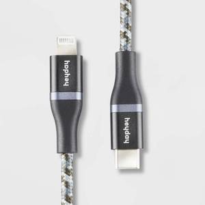 lot 2097 image: 6 Lightning to USB-C Braided Cable - heyday Black Male-To-Male Connection - Retail $20