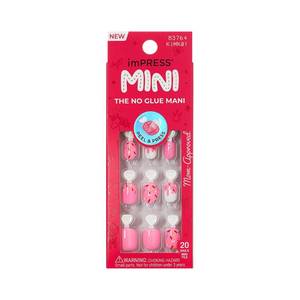 lot 2114 image: Kiss Impress Mini Mani Press On Nails for Girls & Tween Kids, 20 Super Duper Short Squoval Press-Ons with Pink Glitter Sprinkle, Mom Approved for Small Nail Beds, No Glue Needed, Mini File Included - Retail $7