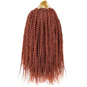 lot 2200 image: Xtrend 10 Inch 6 Packs Box Braids Crochet Hair Pre-looped Bohemian Short Bobo Box Braids Hair Extensions Copper Red Synthetic Crochet Hair for Women (18Strandspack 350#) - Retail $14