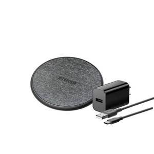lot 2221 image: Anker 10W Wireless Charging Pad with 4 Cable and 18W Wall Charger - Black USB-C Connection - Retail $30