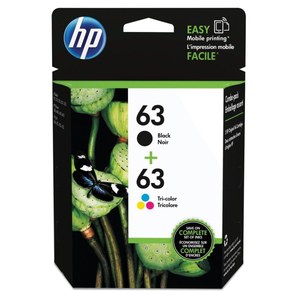 lot 2231 image: HP - Hp 63  (l0r46an) 2-Pack Blacktri-Color Original Ink Cartridges - Retail $25