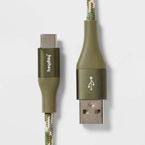 lot 2245 image: 6 USB-C to USB-A Braided Cable - heyday Olive - Retail $18