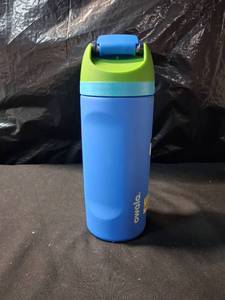 lot 2265 image: Owala Insulated Water Bottle with Carry Handle Blue Lime 16 Fl Oz - Retail $30