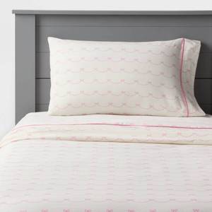 lot 2274 image: Full Pretty Bow Kids Cotton Sheet Set - Pillowfort - Retail $35