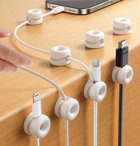 lot 2290 image: 8Pack Cord Organizer JOYROOM Cable Clips 1s Side-Snap Lock Silicone Cord Holder Cable Management, Adhesive Cord Clips Phone Charger Wire Keeper, Office Workspaces Desk Organization Home Accessories - Retail $10