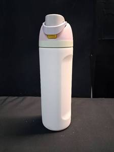 lot 2324 image: Owala Insulated Water Bottle with Flip-Top Cap White Pink 24 Oz  - Retail $30