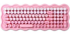 lot 2338 image: iJoy Wireless Wavy Keyboard - Pink Slim Design, ABS Material, Computer Accessories - Retail $25