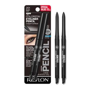 lot 2345 image: Revlon ColorStay Pencil Waterproof Eyeliner, Smudge-Proof, Eye Makeup with Built-In Sharpener, Long-Lasting, Matte Finish, 201 Black, 2 pack - Retail $11