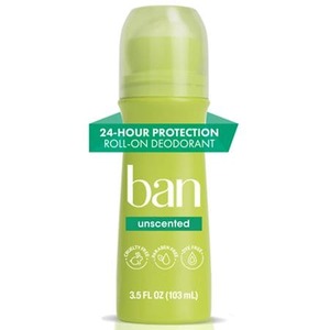 lot 2356 image: Ban Invisible Roll-on Antiperspirant Deodorant for Women and Men  Unscented  3.5 oz
