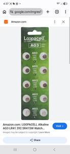 lot 2376 image: Loopacell AG3 LR41 392 1.5V Alkaline Button Cell Batteries 10-Pack&nbsp