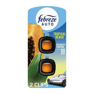 lot 2578 image: Febreze AUTO Car Air Freshener  Odor-Fighting Car Vent Clip  Tropical Beach  2 Count - Retail $8