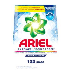 lot 2594 image: Ariel Powder Laundry Detergent, Original Scent, 211 oz, 132 Loads - Retail $21