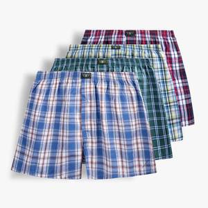lot 2543 image: Mens Woven Boxer Shorts 100% Cotton with Covered Waistband Comfortable Loose Fit, Full Cut Classic Plaid Boxers 4 Pack Size X-Large (40-42) - Retail $28